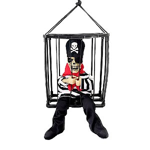 Caveira Prisioneira Pirata Halloween Decorativa Falante