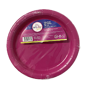 Prato De Papel Festa Liso Pink 18Cm 08uni Decoração