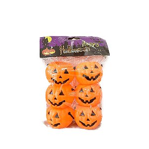 Kit 6 Mini Baldes Abóbora Halloween Decorativo Doces Festa