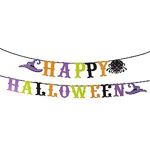 Faixa Papel Happy Halloween Decorativa Festa Bandeirinhas