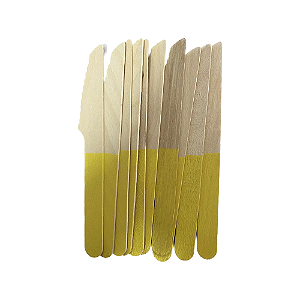 Faca De Madeira Amarelo 14CM Decorativa Festas 10un