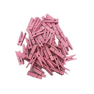 50 Mini Pregadores Rosa 3,5CM Madeira Enfeite Decorativo
