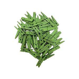 50 Mini Pregadores Verde 3,5CM Madeira Enfeite Decorativo