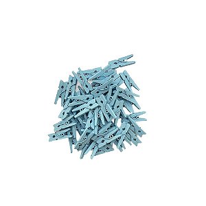 50 Micro Pregadores Azul 2,5CM Madeira Enfeite Decorativo
