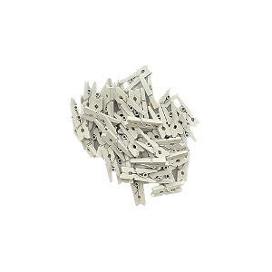 50 Micro Pregadores Branco 2,5CM Madeira Enfeite Decorativo