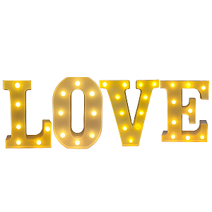 Kit Letras De Led Love Decorativas Para Festa Luz Amarela