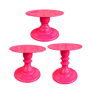 Kit Pratos Mosaico Só Boleiras Neon Rosa Alto Médio Baixo