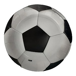 Prato De Papel Bola De Futebol Preto Branco 18Cm 08un Festa