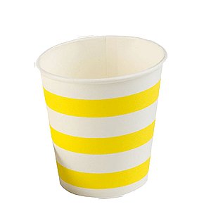 Copo De Papel Listrado Amarelo Branco Festa 270ml 10 un