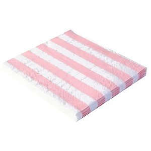 Guardanapo Listrado Rosa e Branco Folha Dupla 20 fls 33x33