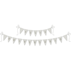 Faixa Feliz Aniversário Decorativa Branco Live Colors
