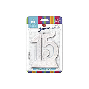Vela Quinze Anos Branco Glitter Flor Decorativa Festas