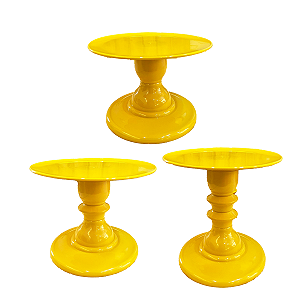 Kit Pratos Mosaico Só Boleiras Alto Baixo Médio Amarelo Gema
