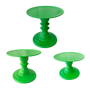 Kit Pratos Mosaico Só Boleiras Alto Médio Baixo Verde Limão