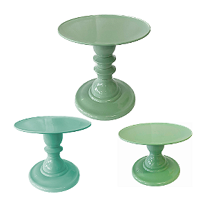 Kit Pratos mosaico Só Boleiras Alto Médio Baixo Verde Menta