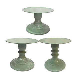 Kit Pratos mosaico Só Boleiras Alto Médio Baixo Verde Menta