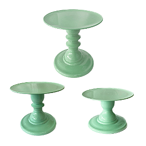 Kit Pratos Mosaico Só Boleiras Alto Médio Baixo Verde Candy