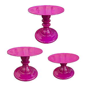 Kit Pratos Mosaico Só Boleiras Alto Médio E Baixo Fucsia