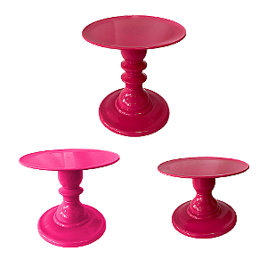 Kit Pratos Mosaico Só Boleiras Alto Médio E Baixo Pink