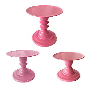 Kit Pratos Mosaico Só Boleiras Alto Médio E Baixo Rosa Festa