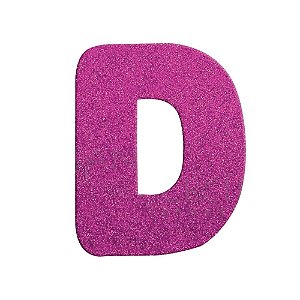 Letra D Maiúscula Rosa Glitter Brilho EVA Decoração 2x12,5CM