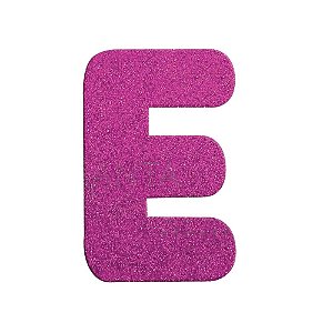 Letra E Maiúscula Rosa Glitter Brilho EVA Decoração 2x12,5CM
