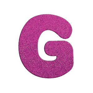 Letra G Maiúscula Rosa Glitter Brilho EVA Decoração 2x12,5CM