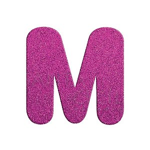 Letra M Maiúscula Rosa Glitter Brilho EVA Decoração 2x12,5CM