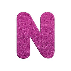 Letra N Maiúscula Rosa Glitter Brilho EVA Decoração 2x12,5CM