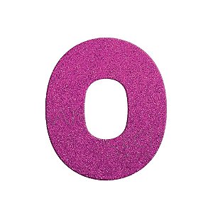 Letra O Maiúscula Rosa Glitter Brilho EVA Decoração 2x12,5CM