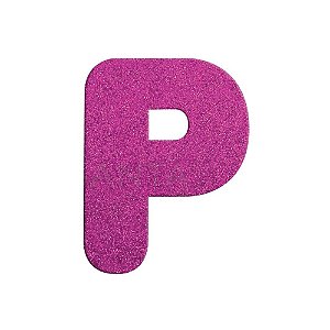 Letra P Maiúscula Rosa Glitter Brilho EVA Decoração 2x12,5CM