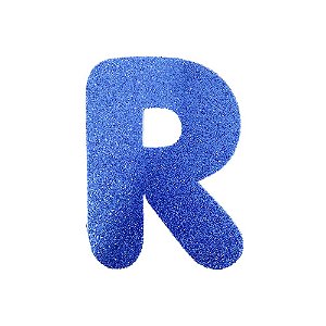 Letra R Maiúscula Azul Glitter Brilho EVA Decoração 2x12,5CM