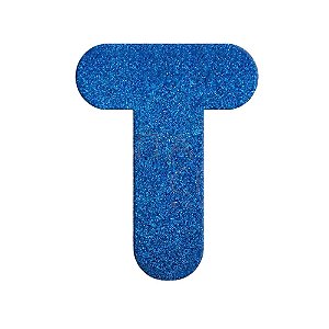 Letra T Maiúscula Azul Glitter Brilho EVA Decoração 2x12,5CM