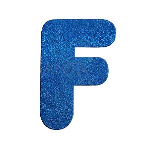 Letra F Maiúscula Azul Glitter Brilho EVA Decoração 2x12,5CM