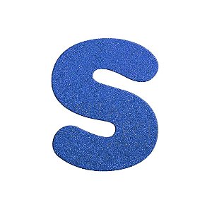 Letra S Maiúscula Azul Glitter Brilho EVA Decoração 2x12,5CM