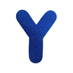 Letra Y Maiúscula Azul Glitter Brilho EVA Decoração 2x12,5CM