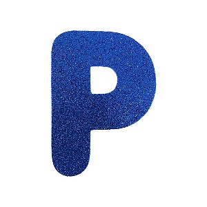 Letra P Maiúscula Azul Glitter Brilho EVA Decoração 2x12,5CM