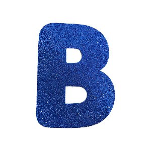 Letra B Maiúscula Azul Glitter Brilho EVA Decoração 2x12,5CM