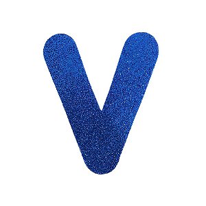 Letra V Maiúscula Azul Glitter Brilho EVA Decoração 2x12,5CM
