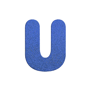 Letra U Maiúscula Azul Glitter Brilho EVA Decoração 2x12,5CM