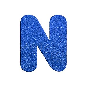 Letra N Maiúscula Azul Glitter Brilho EVA Decoração 2x12,5CM