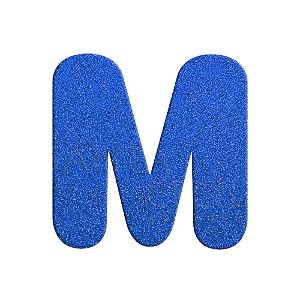 Letra M Maiúscula Azul Glitter Brilho EVA Decoração 2x12,5CM