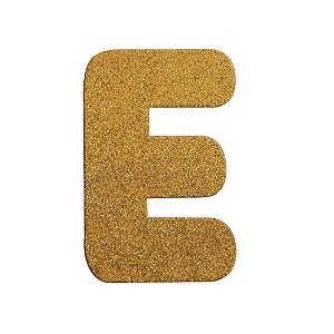 Letra E Maiúscula Dourado Glitter Brilho EVA Decoração 2x12,5CM