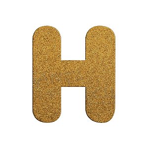 Letra H Maiúscula Dourado Glitter Brilho EVA Decoração 2x12,5CM