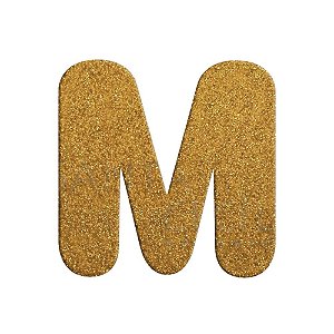 Letra M Maiúscula Dourado Glitter Brilho EVA Decoração 2x12,5CM