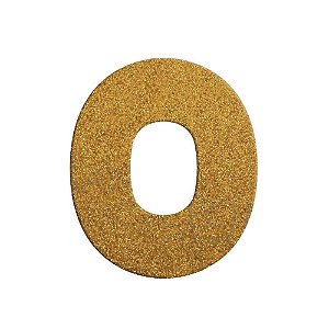 Letra O Maiúscula Dourado Glitter Brilho EVA Decoração 2x12,5CM