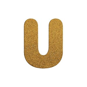 Letra U Maiúscula Dourado Glitter Brilho EVA Decoração 2x12,5CM