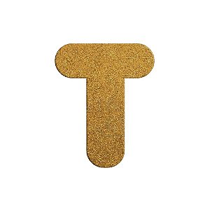 Letra T Maiúscula Dourado Glitter Brilho EVA Decoração 2x12,5CM