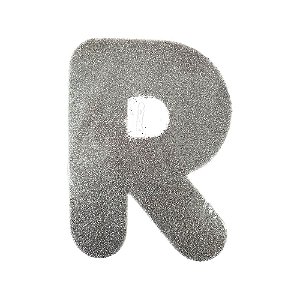 Letra R Maiúscula Prata Glitter Brilho EVA Decoração 2x12,5CM