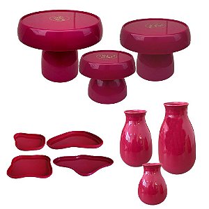 Kit Só Boleiras Festejar Fucsia Decorativo Para Mesa Festa